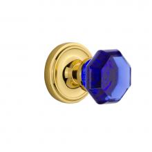 Nostalgic Warehouse 720226 - Nostalgic Warehouse Classic Rosette Passage Waldorf Cobalt Door Knob in Polished Brass