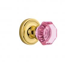 Nostalgic Warehouse 720227 - Nostalgic Warehouse Classic Rosette Passage Waldorf Pink Door Knob in Polished Brass