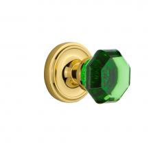 Nostalgic Warehouse 720228 - Nostalgic Warehouse Classic Rosette Passage Waldorf Emerald  Door Knob in Polished Brass