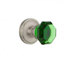 Nostalgic Warehouse 720232 - Nostalgic Warehouse Classic Rosette Passage Waldorf Emerald  Door Knob in Satin Nickel