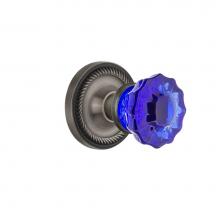 Nostalgic Warehouse 721040 - Nostalgic Warehouse Rope Rosette Passage Crystal Cobalt Glass Door Knob in Antique Pewter