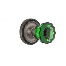 Nostalgic Warehouse 721041 - Nostalgic Warehouse Rope Rosette Passage Crystal Emerald Glass Door Knob in Antique Pewter