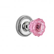 Nostalgic Warehouse 721042 - Nostalgic Warehouse Rope Rosette Passage Crystal Pink Glass Door Knob in Bright Chrome