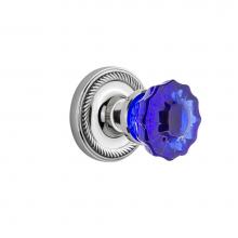 Nostalgic Warehouse 721043 - Nostalgic Warehouse Rope Rosette Passage Crystal Cobalt Glass Door Knob in Bright Chrome