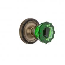 Nostalgic Warehouse 721047 - Nostalgic Warehouse Rope Rosette Passage Crystal Emerald Glass Door Knob in Antique Brass