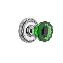 Nostalgic Warehouse 721053 - Nostalgic Warehouse Rope Rosette Passage Crystal Emerald Glass Door Knob in Bright Chrome