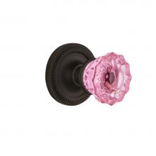 Nostalgic Warehouse 721054 - Nostalgic Warehouse Rope Rosette Passage Crystal Pink Glass Door Knob in Oil-Rubbed Bronze