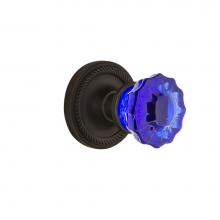 Nostalgic Warehouse 721055 - Nostalgic Warehouse Rope Rosette Passage Crystal Cobalt Glass Door Knob in Oil-Rubbed Bronze