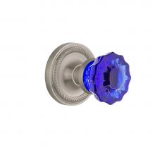 Nostalgic Warehouse 721061 - Nostalgic Warehouse Rope Rosette Passage Crystal Cobalt Glass Door Knob in Satin Nickel