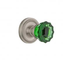 Nostalgic Warehouse 721062 - Nostalgic Warehouse Rope Rosette Passage Crystal Emerald Glass Door Knob in Satin Nickel