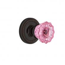 Nostalgic Warehouse 721063 - Nostalgic Warehouse Rope Rosette Passage Crystal Pink Glass Door Knob in Timeless Bronze