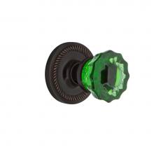 Nostalgic Warehouse 721065 - Nostalgic Warehouse Rope Rosette Passage Crystal Emerald Glass Door Knob in Timeless Bronze