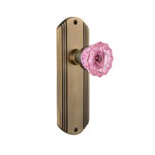 Nostalgic Warehouse 722254 - Nostalgic Warehouse Deco Plate Single Dummy Crystal Pink Glass Door Knob in Antique Brass