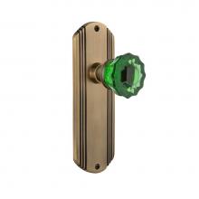 Nostalgic Warehouse 722256 - Nostalgic Warehouse Deco Plate Single Dummy Crystal Emerald Glass Door Knob in Antique Brass