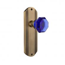 Nostalgic Warehouse 722278 - Nostalgic Warehouse Deco Plate Single Dummy Waldorf Cobalt Door Knob in Antique Brass