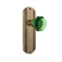 Nostalgic Warehouse 722280 - Nostalgic Warehouse Deco Plate Single Dummy Waldorf Emerald Door Knob in Antique Brass