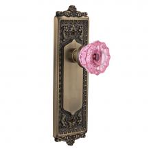 Nostalgic Warehouse 722310 - Nostalgic Warehouse Egg & Dart Plate Single Dummy Crystal Pink Glass Door Knob in Antique Bras