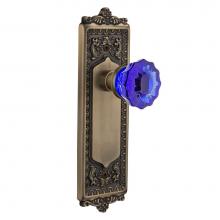 Nostalgic Warehouse 722311 - Nostalgic Warehouse Egg & Dart Plate Single Dummy Crystal Cobalt Glass Door Knob in Antique Br