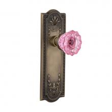 Nostalgic Warehouse 722359 - Nostalgic Warehouse Meadows Plate Single Dummy Crystal Pink Glass Door Knob in Antique Brass