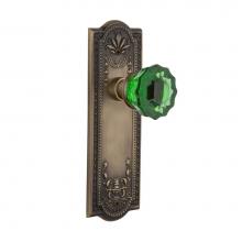 Nostalgic Warehouse 722361 - Nostalgic Warehouse Meadows Plate Single Dummy Crystal Emerald Glass Door Knob in Antique Brass