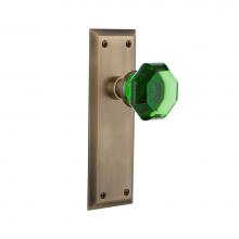 Nostalgic Warehouse 722469 - Nostalgic Warehouse New York Plate Single Dummy Waldorf Emerald Door Knob in Antique Brass