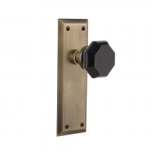 Nostalgic Warehouse 722470 - Nostalgic Warehouse New York Plate Single Dummy Waldorf Black Door Knob in Antique Brass