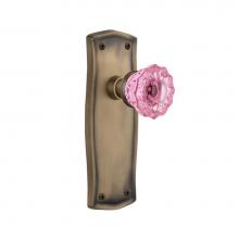 Nostalgic Warehouse 722499 - Nostalgic Warehouse Prairie Plate Single Dummy Crystal Pink Glass Door Knob in Antique Brass