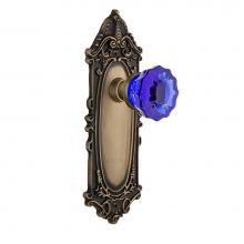 Nostalgic Warehouse 722661 - Nostalgic Warehouse Victorian Plate Single Dummy Crystal Cobalt Glass Door Knob in Antique Brass