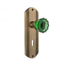 Nostalgic Warehouse 722746 - Nostalgic Warehouse Deco Plate with Keyhole Single Dummy Crystal Emerald Glass Door Knob in Antiqu