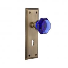 Nostalgic Warehouse 722957 - Nostalgic Warehouse New York Plate with Keyhole Single Dummy Waldorf Cobalt Door Knob in Antique B