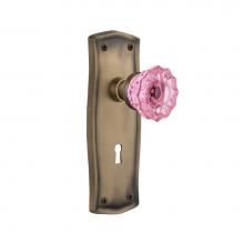 Nostalgic Warehouse 722989 - Nostalgic Warehouse Prairie Plate with Keyhole Single Dummy Crystal Pink Glass Door Knob in Antiqu