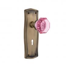 Nostalgic Warehouse 723014 - Nostalgic Warehouse Prairie Plate with Keyhole Single Dummy Waldorf Pink Door Knob in Antique Bras