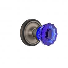 Nostalgic Warehouse 724078 - Nostalgic Warehouse Classic Rosette Privacy Crystal Cobalt Glass Door Knob in Antique Pewter