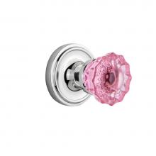 Nostalgic Warehouse 724080 - Nostalgic Warehouse Classic Rosette Privacy Crystal Pink Glass Door Knob in Bright Chrome