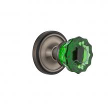 Nostalgic Warehouse 724088 - Nostalgic Warehouse Classic Rosette Privacy Crystal Emerald Glass Door Knob in Antique Pewter