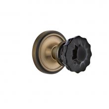 Nostalgic Warehouse 726614 - Nostalgic Warehouse Classic Rosette Passage Crystal Black Glass Door Knob in Antique Brass