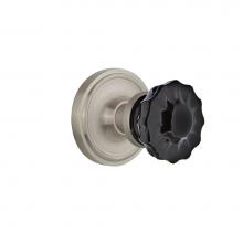 Nostalgic Warehouse 726619 - Nostalgic Warehouse Classic Rosette Passage Crystal Black Glass Door Knob in Satin Nickel