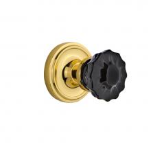 Nostalgic Warehouse 726627 - Nostalgic Warehouse Classic Rosette Passage Crystal Black Glass Door Knob in Unlaquered Brass