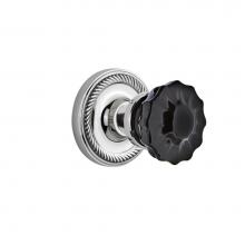 Nostalgic Warehouse 726740 - Nostalgic Warehouse Rope Rosette Passage Crystal Black Glass Door Knob in Bright Chrome