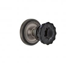 Nostalgic Warehouse 726742 - Nostalgic Warehouse Rope Rosette Passage Crystal Black Glass Door Knob in Antique Pewter