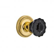 Nostalgic Warehouse 726745 - Nostalgic Warehouse Rope Rosette Passage Crystal Black Glass Door Knob in Polished Brass