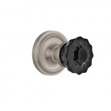 Nostalgic Warehouse 726746 - Nostalgic Warehouse Rope Rosette Passage Crystal Black Glass Door Knob in Satin Nickel