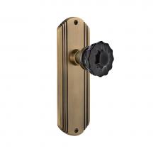 Nostalgic Warehouse 726912 - Nostalgic Warehouse Deco Plate Single Dummy Crystal Black Glass Door Knob in Antique Brass