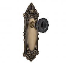 Nostalgic Warehouse 726970 - Nostalgic Warehouse Victorian Plate Single Dummy Crystal Black Glass Door Knob in Antique Brass