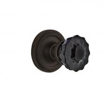 Nostalgic Warehouse 727304 - Nostalgic Warehouse Rope Rosette Privacy Crystal Black Glass Door Knob in Oil-Rubbed Bronze