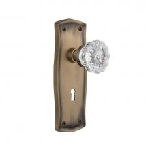 Nostalgic Warehouse 704471 - Nostalgic Warehouse Prairie Plate with Keyhole Passage Crystal Glass Door Knob in Antique Brass