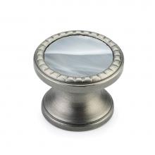 Schaub and Company 20-AN-GS - Knob, Round, Antique Nickel, Greystone Glass, 1-1/4'' dia