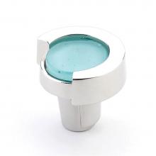 Schaub and Company 25-PN-TQ - Knob, Round, Polished Nickel, Turquoise Glass, 1-1/4'' dia