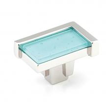 Schaub and Company 26-PN-TQ - Knob, Rectangle, Polished Nickel, Turquoise Glass, 1-3/4'' dia