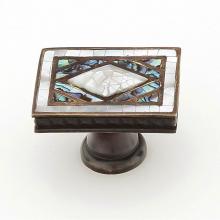 Schaub and Company 659-WP/AD - Avalon Bay,Rectangle Knob,Imperial Shell And Mother Of Pearl Inlaid On Solid Brass,Aged Dover Fini